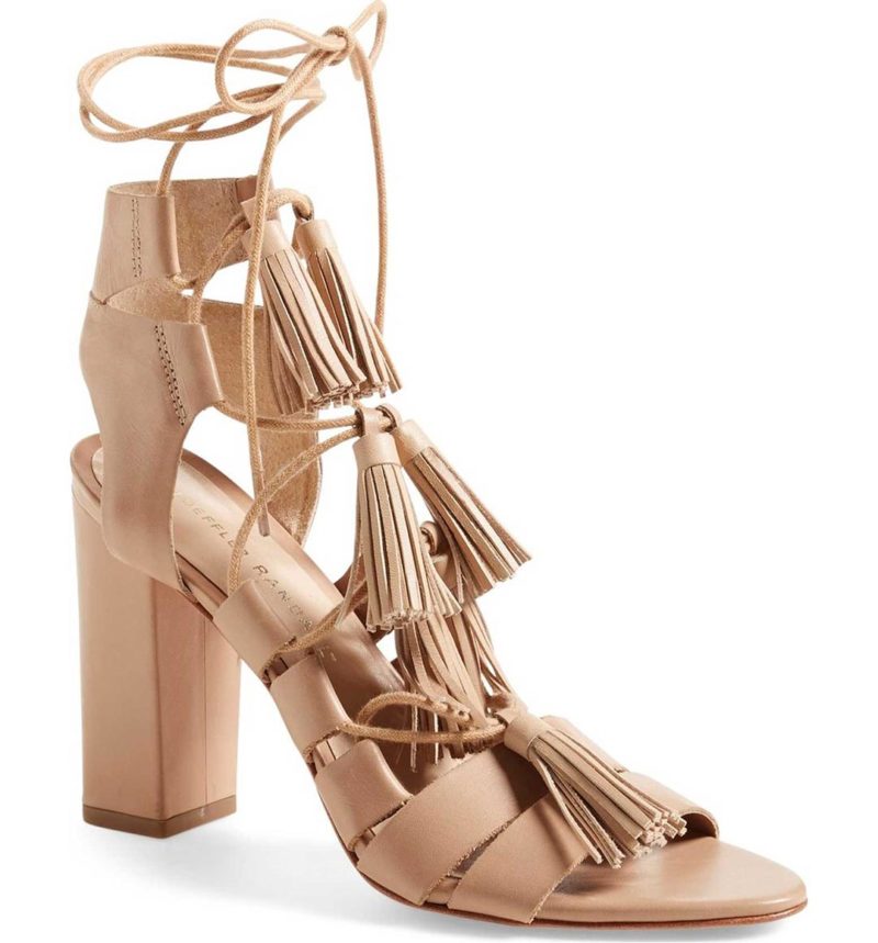 LOEFFLER RANDALL Luz Tassel Sandal Wheat Vachetta block heel sandals summer 2017