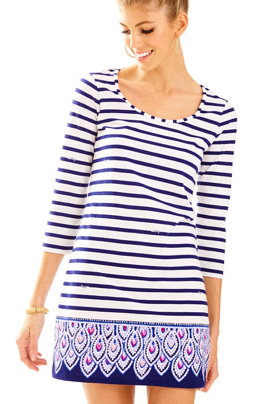 Lilly Pulitzer BEACON DRESS Bright Navy Serene Stripe Engineered Dress t-shirt dresses summer 2017