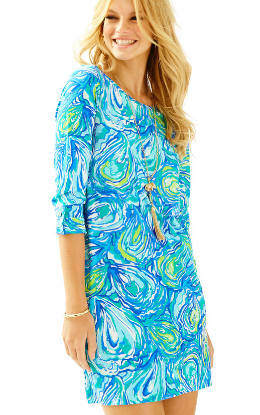 Lilly Pulitzer LINDEN A-LINE T-SHIRT DRESS Sparkling Blue Oh Shucks Reduced t-shirt dresses summer 2017