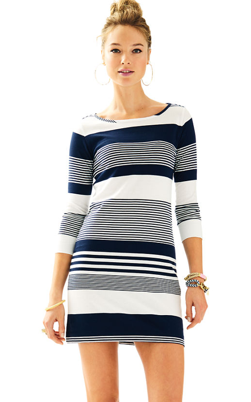 Lilly Pulitzer MARLOWE BOATNECK T-SHIRT DRESS True Navy Coconut Stripe t-shirt dresses summer 2017