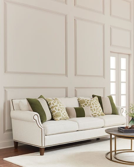 Lorne Upholstered Sofa Nailhead Trim Cream Horchow friends and family sale