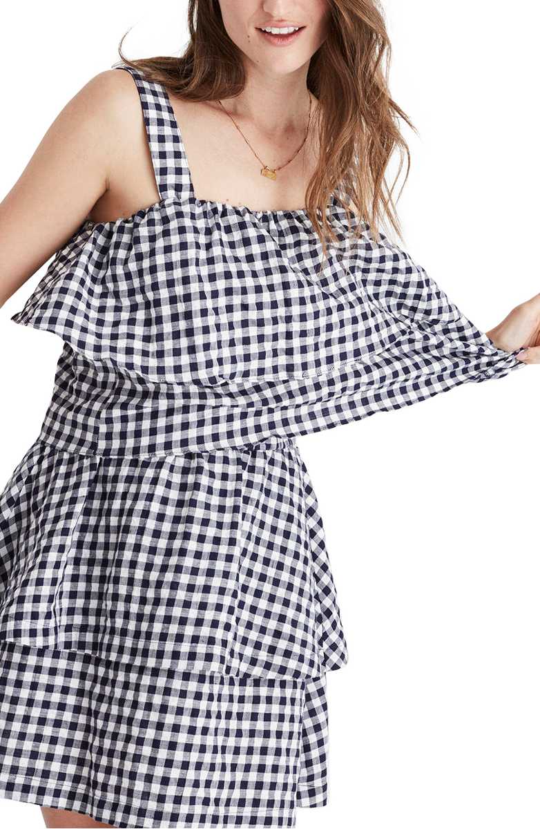 MADEWELL Anita Gingham Tank Top Deep Navy trendy gingham tops for summer 2017