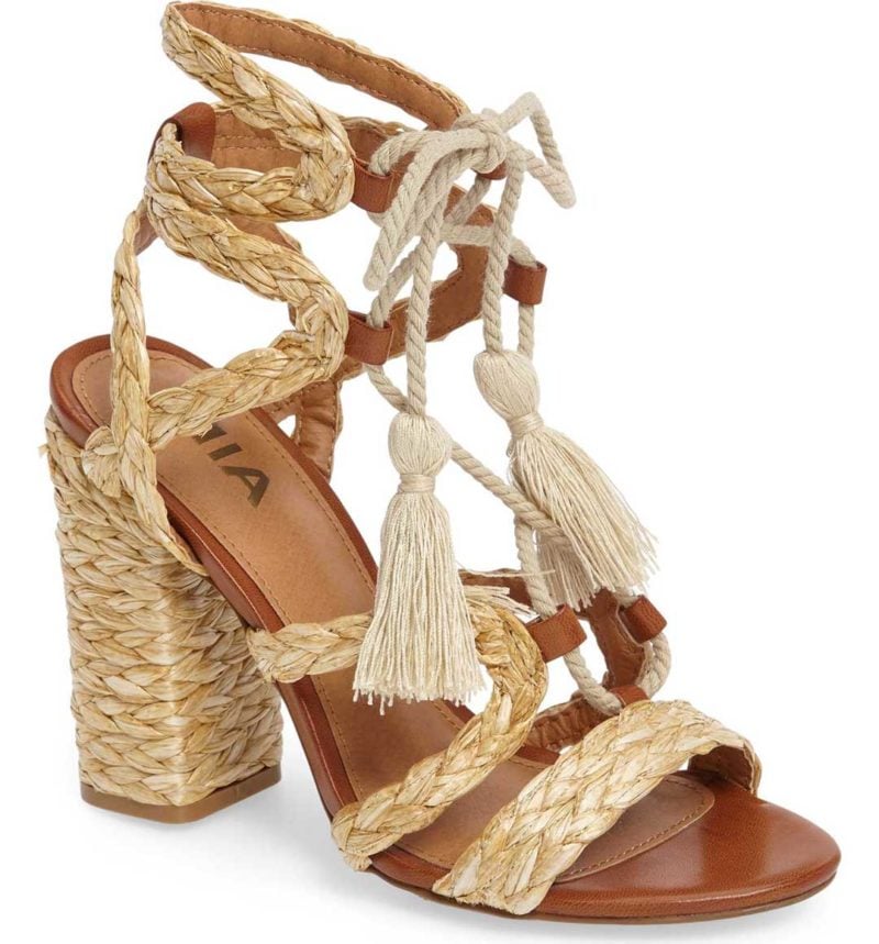 MIA Gigi Ghillie Sandal raffia natural fabric block heel sandals summer 2017