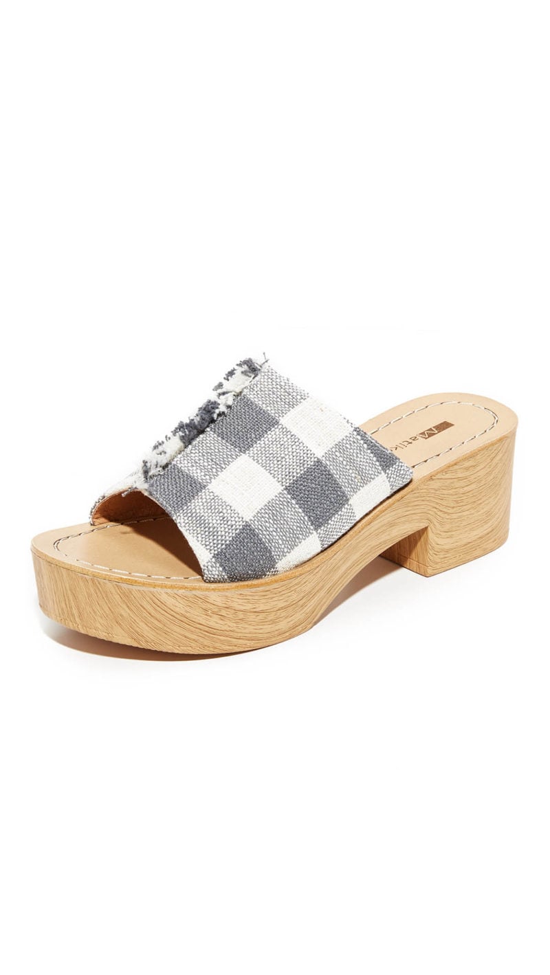 Matiko Plavia Slides White Grey Gingham Check mule sandals summer 2017