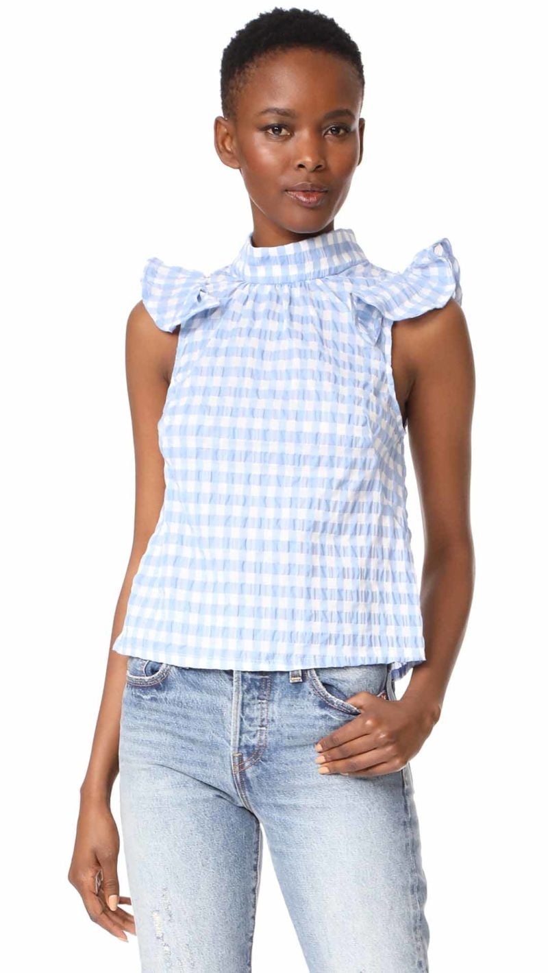McGuire Denim Florentine Ruffle Top Sky Gingham Check gingham tops summer 2017