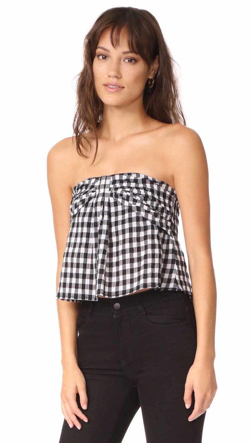 McGuire Denim Lousia Bustier Black Gingham Check Strapless shopbop gingham tops summer 2017