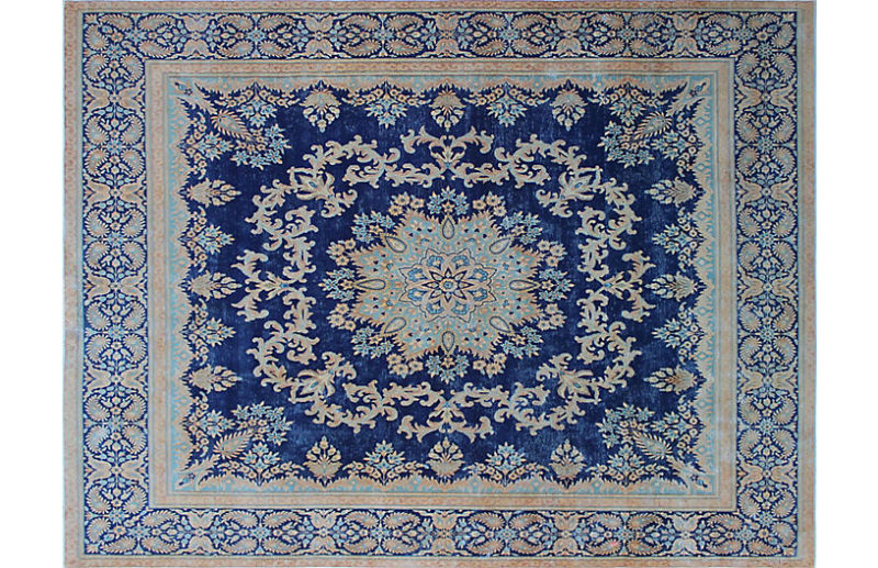 NOORI RUG 9'6X12'3 Distressed Guljaina Rug, Blue One Kings Lane rugs sale