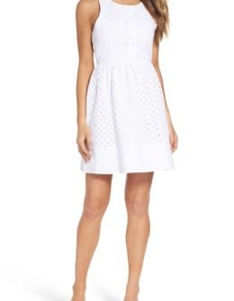 NSR Eyelet Fit and Flare Dress White eyelet dresses summer 2017