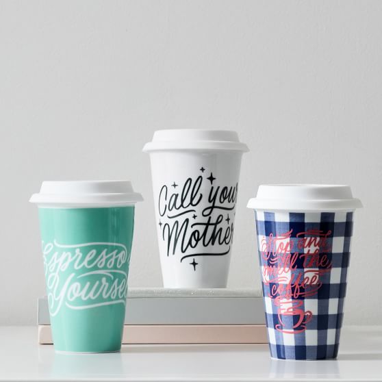PBteen Dorm Mugs call your mother espresso yourself stop and smell the coffee pbteen 25% sale