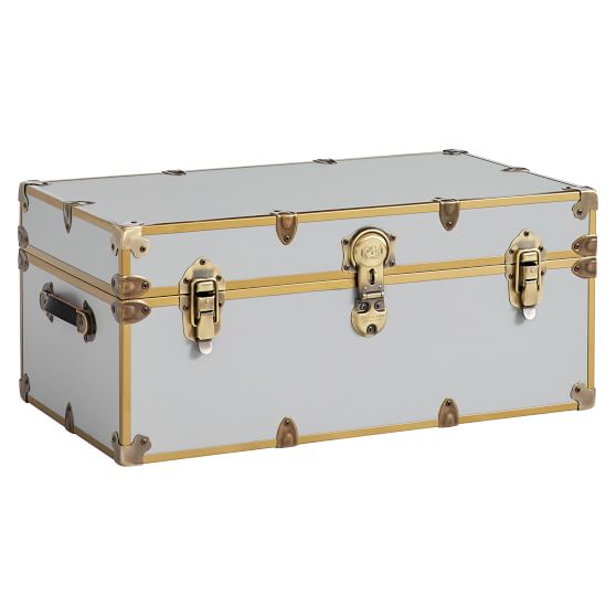 PBteen Dorm Trunks with Rubbed Brass Trim White Rubbed Brass sale pbteen 25% sale