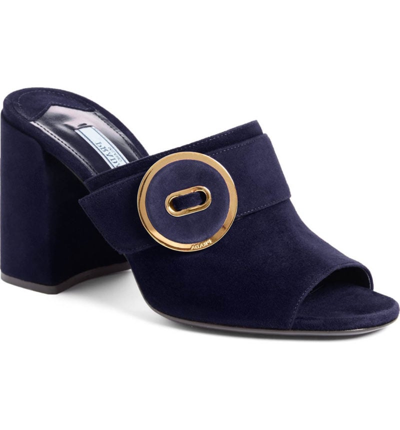 PRADA Button Mule Dark Blue mule sandals summer 2017