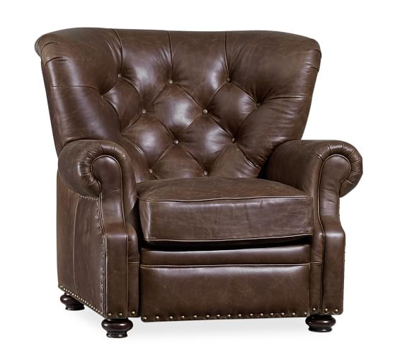 Pottery Barn LANSING LEATHER RECLINER pottery barn premier sale