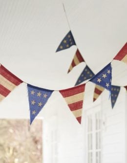 Pottery Barn LIBERTY OUTDOOR BURLAP PARTY BANNER pottery barn 25 percent off weekend sale