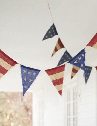Pottery Barn LIBERTY OUTDOOR BURLAP PARTY BANNER pottery barn 25 percent off weekend sale