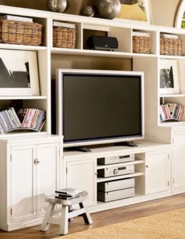 Pottery Barn LOGAN MEDIA SYSTEM WITH BRIDGE, ANTIQUE WHITE pottery barn clearance sale