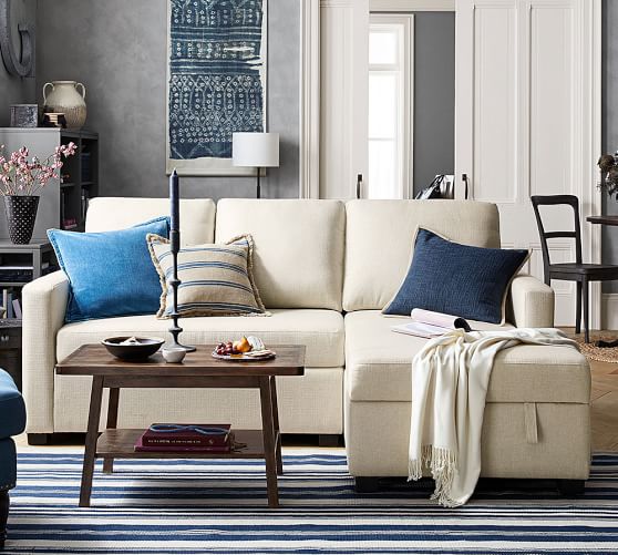 Pottery Barn SOMA BRYANT UPHOLSTERED SOFA WITH STORAGE CHAISE SECTIONAL pottery barn premier sale dad's day gifts