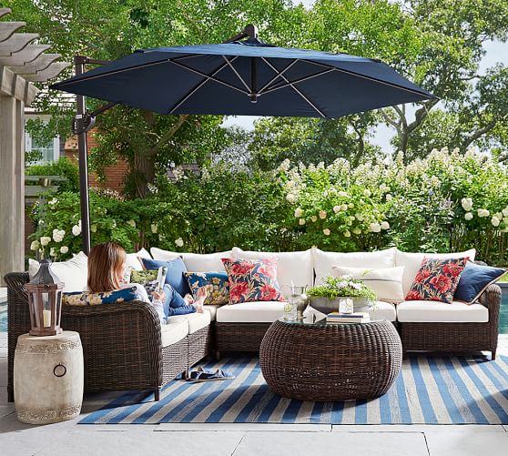 Pottery Barn TORREY ALL-WEATHER WICKER ROLL-ARM SECTIONAL SET - ESPRESSO pottery barn 4th of july sale