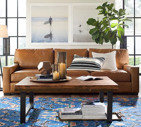 Pottery Barn TURNER SQUARE ARM LEATHER SOFA pottery barn premier sale dad's day gifts