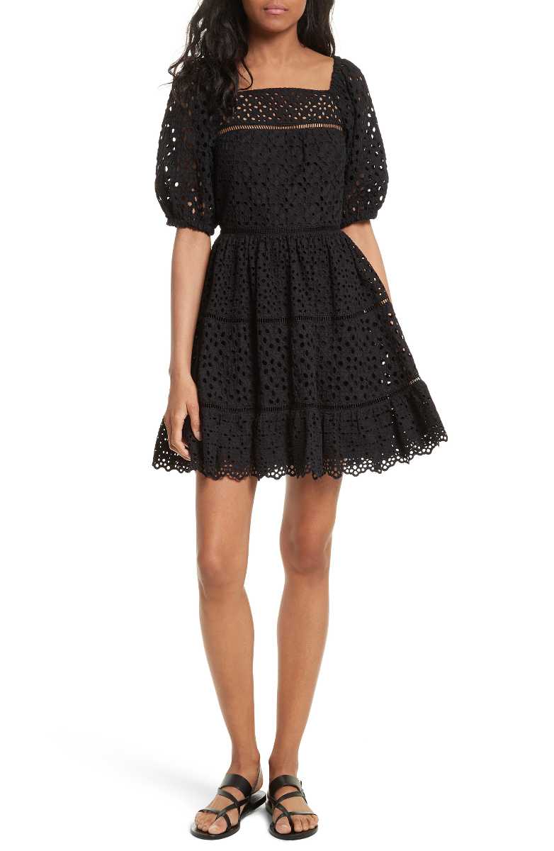 REBECCA TAYLOR Amora Eyelet Dress Black eyelet dresses summer 2017