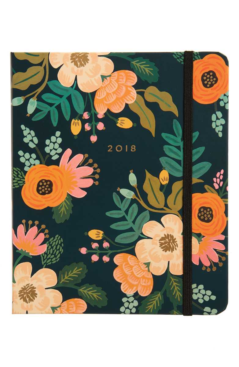 RIFLE PAPER CO. 2018 Lively Floral 17-Month Planner Green Floral Print