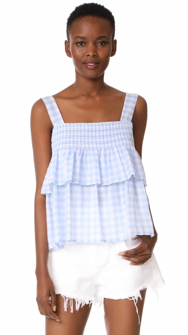 Rebecca Minkoff Coral Top Blue Gingham shopbop gingham tops summer 2017