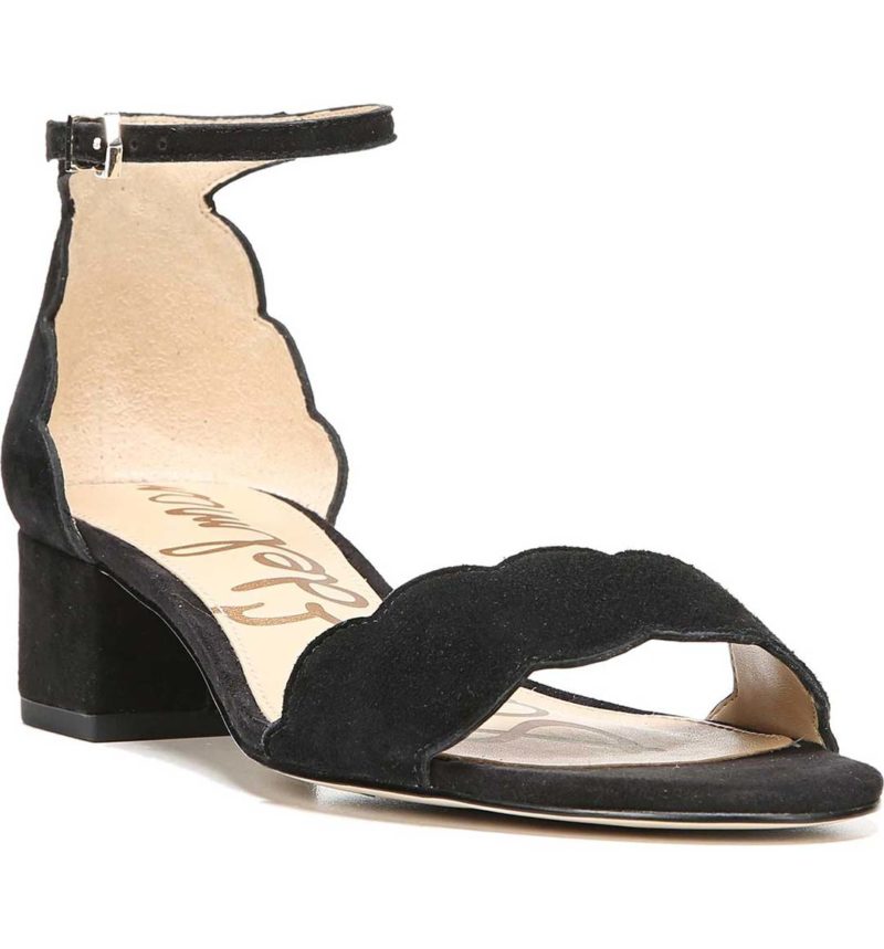 SAM EDELMAN Inara Scalloped Block Heel Sandal Black Suede block heel sandals summer 2017