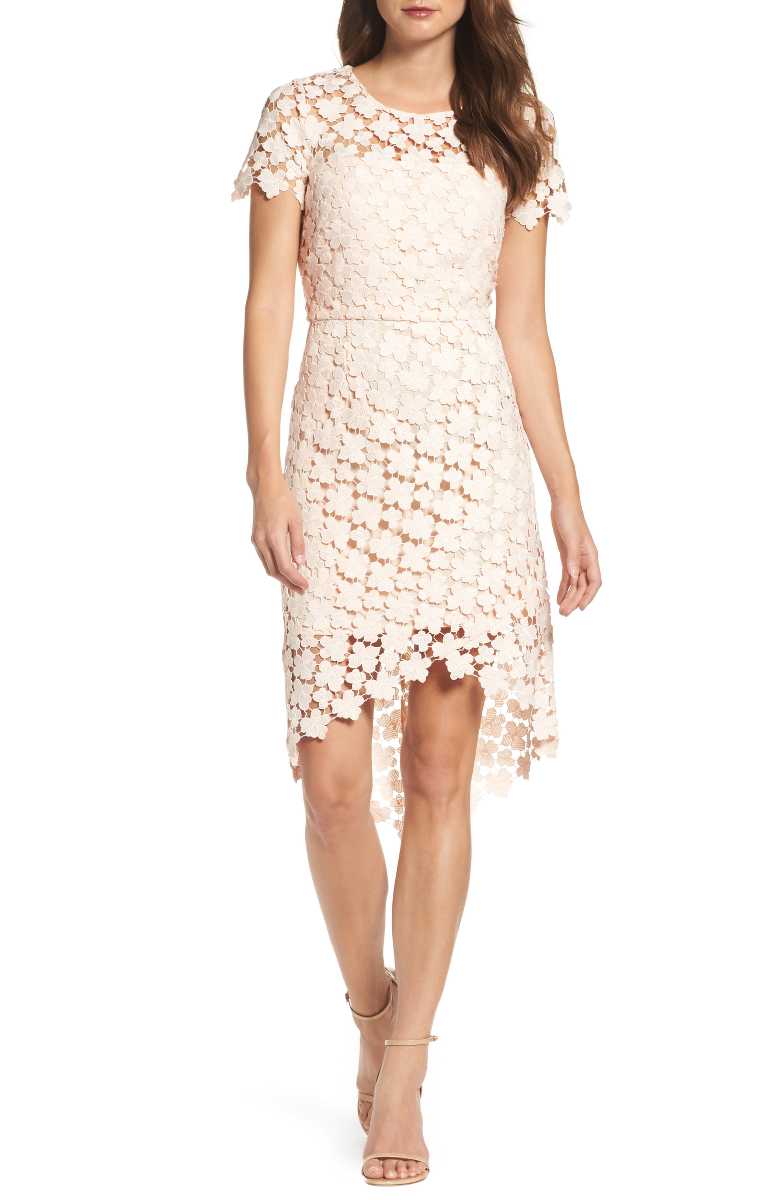SHOSHANNA Baylor Lace Sheath Dress Blush Pink lace bodycon dresses summer wedding guest