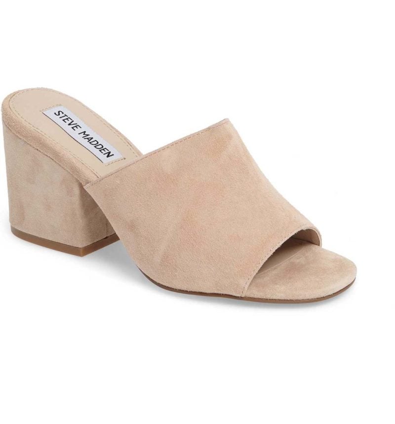 STEVE MADDEN Dalis Slide Sandal Sand Suede block heel sandals summer 2017