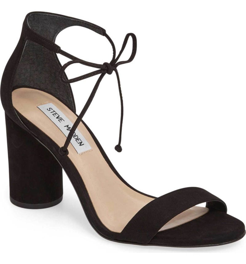 STEVE MADDEN Shays Lace-Up Sandal Black Nubuck Leather block heel sandals summer 2017