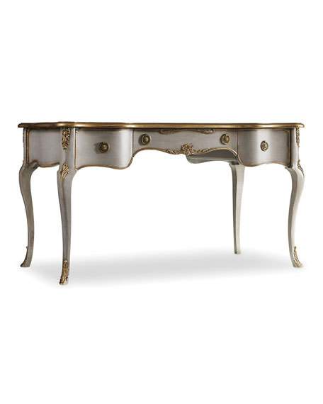 Serene Writing Desk Grey Gold Louis XIV style writing desk Horchow friends family sale