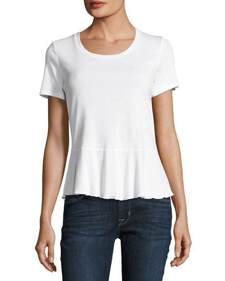 Splendid Crew-Neck Short-Sleeve Peplum Tee White peplum tops for summer 2017