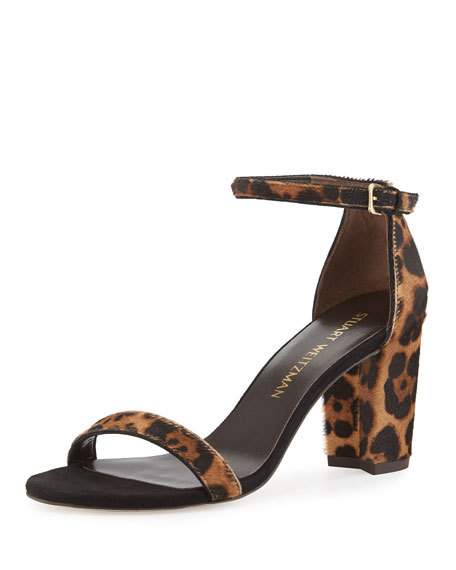 Stuart Weitzman Pipenearlynude Calf-Hair City Sandal Rum Leopard Print sandals summer 2017