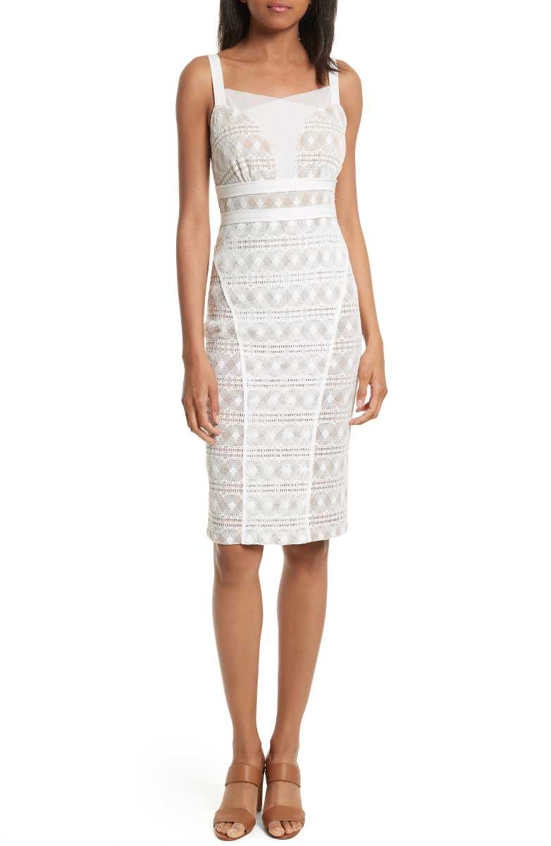TRACY REESE Stretch Lace Body-Con Dress White summer wedding