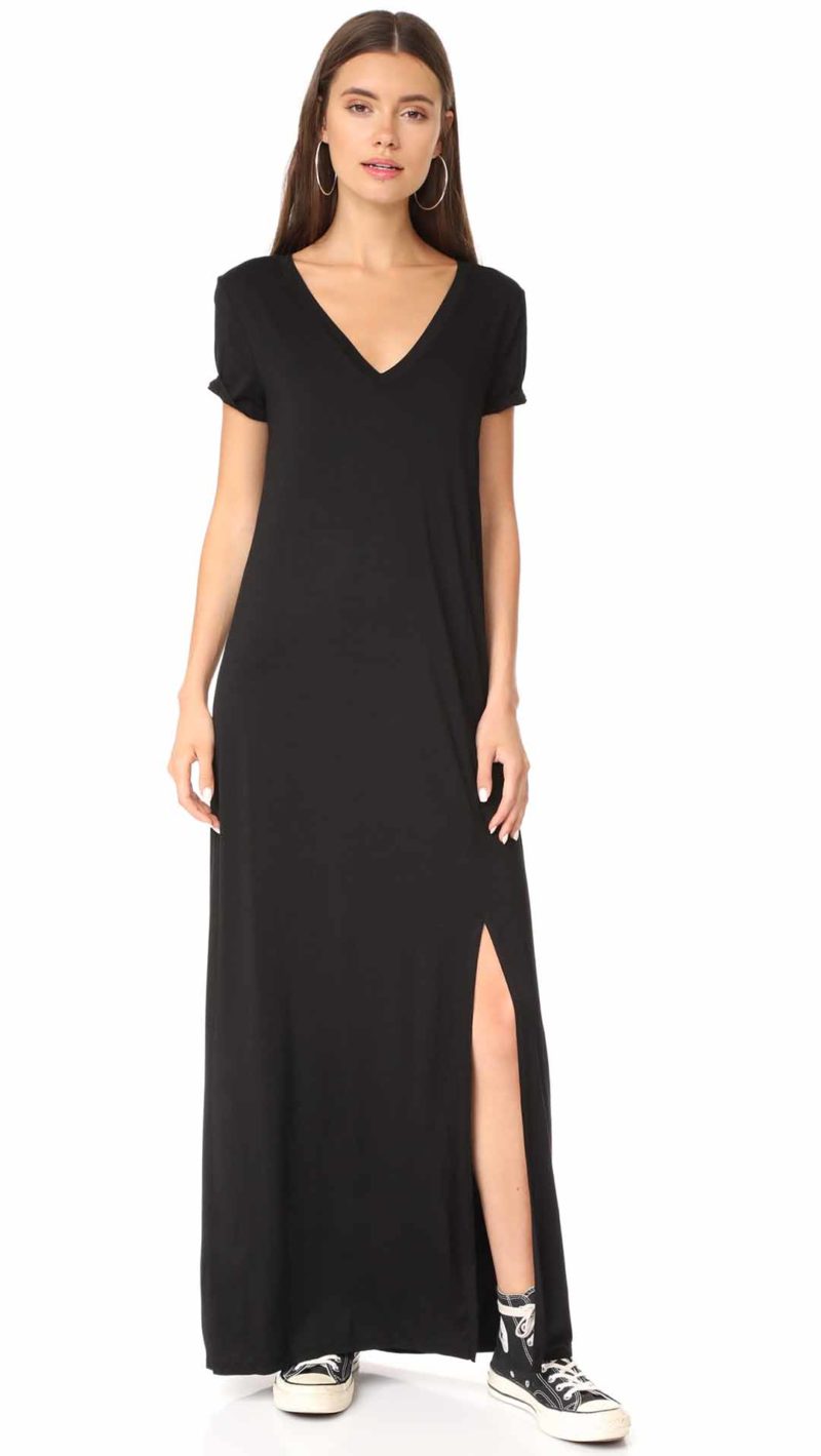 Three Dots Connie T-Shirt Maxi Dress Black t-shirt dresses summer 2017