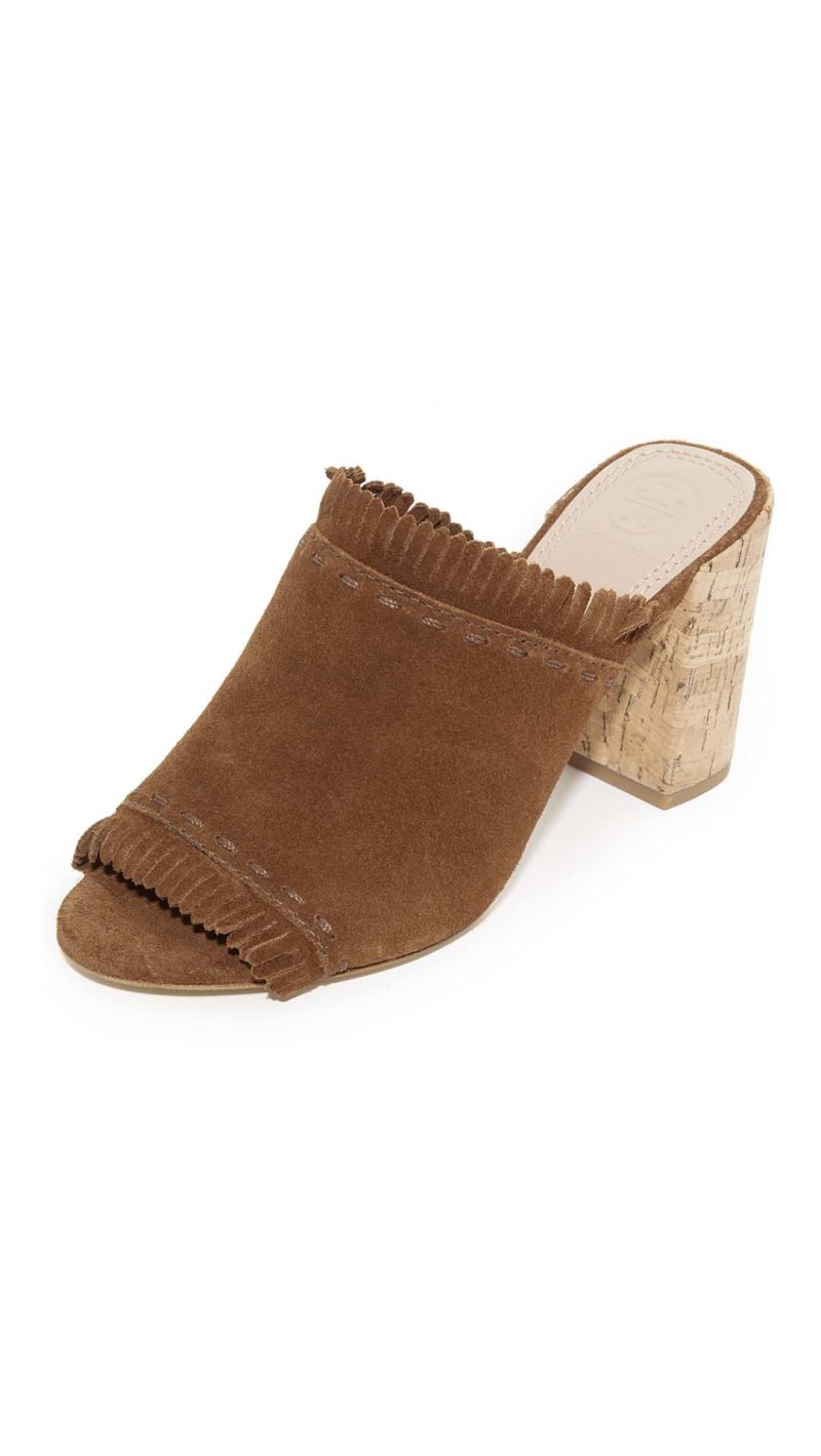 Tory Burch Huntington Mules Festival Brown Embroidery Fringe block heel sandals summer 2017