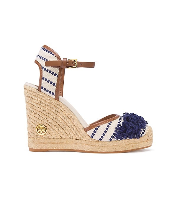 Tory Burch SHAW WEDGE ESPADRILLE Navy Sea Royal Tan tory burch semi-annual sale