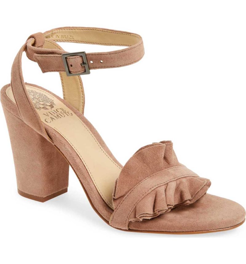 VINCE CAMUTO Vinta Sandal Dusty Rose Suede block heel sandals