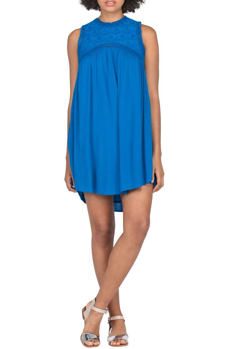 VOLCOM Sunset Path Swing Dress Eyelet Harbor Blue eyelet dresses summer 2017