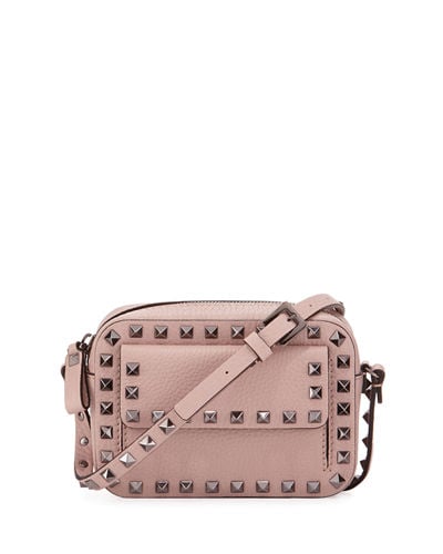 Valentino Rockstud Small Flap Pocket Camera Crossbody Bag Light Pink