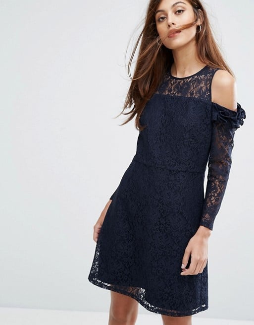 Whistles Elis Cold Shoulder Lace Dress Navy Blue lace cold shoulder dresses summer 2017