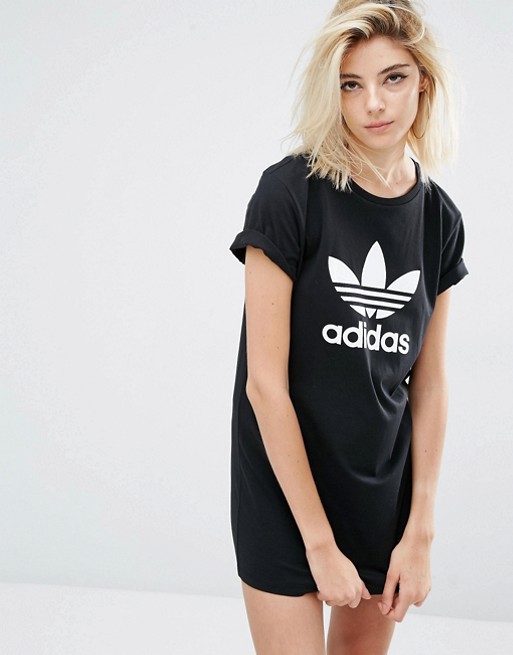 adidas Originals T-Shirt Dress With Trefoil Logo Black t-shirt dresses summer 2017