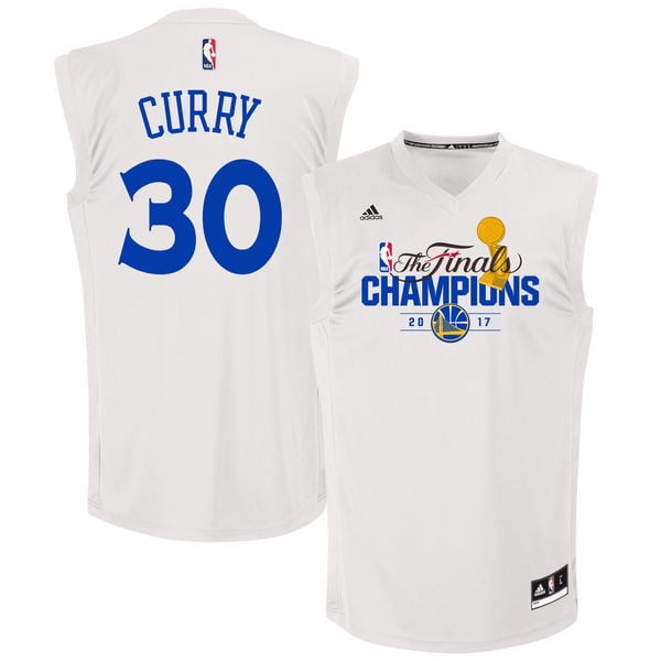adidas Stephen Curry Golden State Warriors White 2017 NBA Finals Champions Fashion Replica Jersey