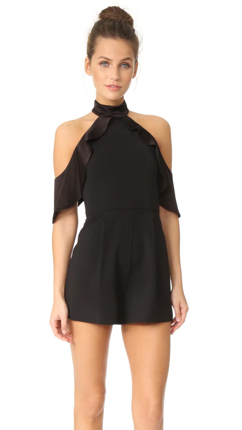 alice + olivia Roseline Cold Shoulder Romper Black Shopbop sale
