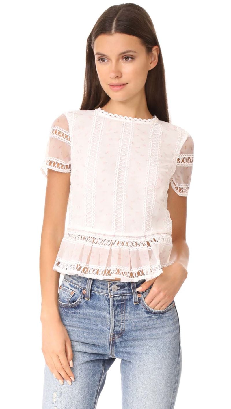 endless rose Organza Pleated Peplum Top Off White best peplum tops summer 2017