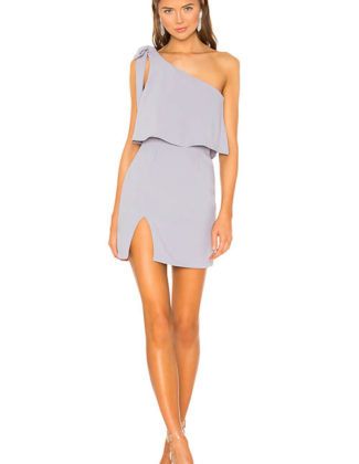 superdown Jenna One Shoulder Dress Grey wedding guest dresses women