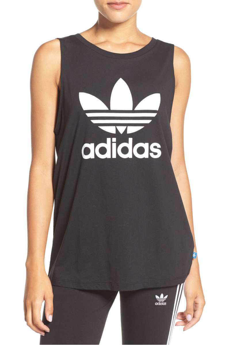 ADIDAS Originals Trefoil Logo Relaxed Fit Tank Black White nordstrom anniversary sale