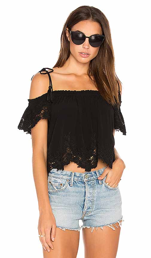 ASTR NADIA LACE COLD SHOULDER TOP Black summer 2017 revolve