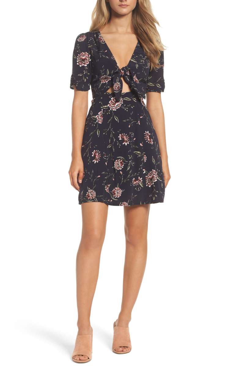 BARDOT Tie Front Floral Dress Floral Print nordstrom  floral print dresses under $100