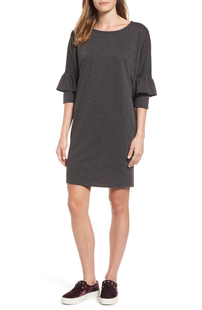 BOBEAU Ruffle Sleeve Tunic Dress Black nordstrom anniversary sale 2017