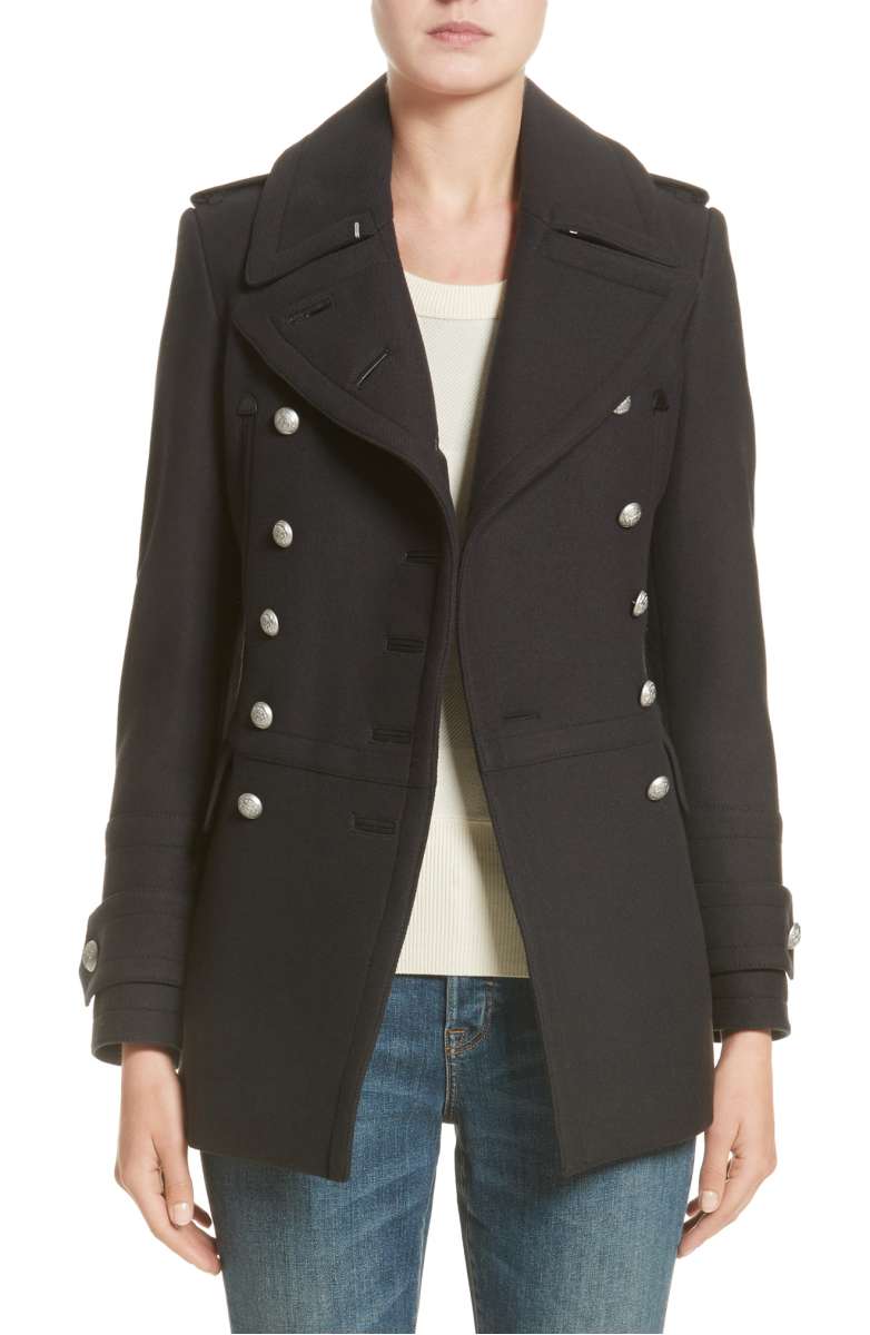 BURBERRY Milbridgen Wool Blend Military Coat Navy nordstrom anniversary sale 2017